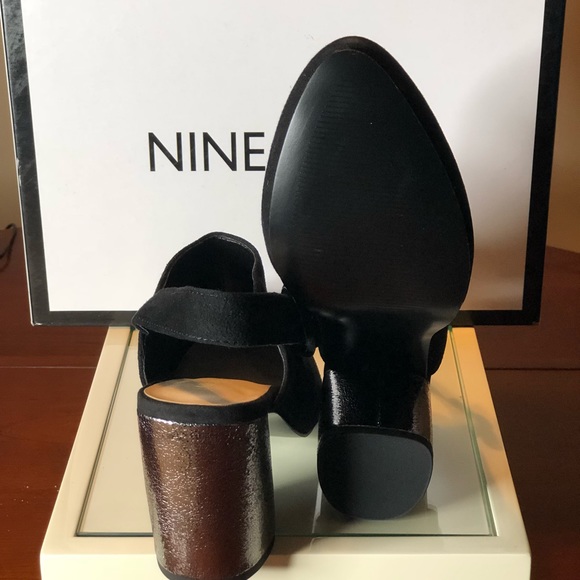 Black Suede bootie with silver heel - Picture 4 of 4